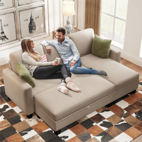 [New]81" Reversible Sectional Couch with Storage Chaise L-Shaped Sofa for Apartment Sectional Set ,Sectional Sofa with Ottoman