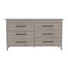 WEZZ 6-Drawer Double Dresser in Light Gray