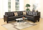 4-Piece Modular Sectional Espresso Faux Leather Sofa Set