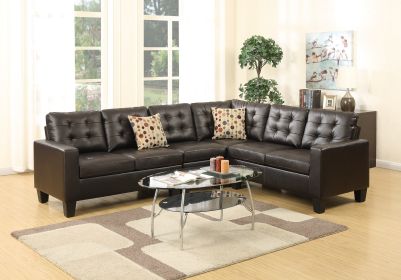 4-Piece Modular Sectional Espresso Faux Leather Sofa Set