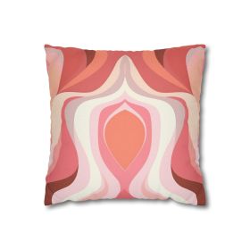 Decorative Throw Pillow Covers - Boho Pink And White Contemporary Art Lined Pattern