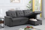 Lucca Dark Gray Linen Reversible Sleeper Sectional Sofa