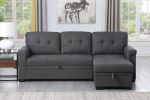 Lucca Dark Gray Linen Reversible Sleeper Sectional Sofa