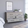 WEZZ 6-Drawer Double Dresser in Light Gray