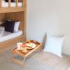Bamboo Folding Bed Table with Protruding Baffle and Easy-Grip Handles