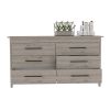 WEZZ 6-Drawer Double Dresser in Light Gray