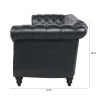84.65" BLACK PU Rolled Arm Chesterfield Three Seater Sofa