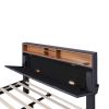 Full Size Upholstered Platform Bed with Storage Headboard, LED, USB Charging, and 2 Drawers