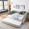 Full Size Upholstered Tufted Sofa Bed with Trundle