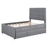 TranquilSleep Full Size Upholstered Platform Bed with Trundle and Storage Drawers