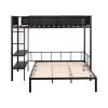 Metal Twin Over Full Bunk Bed with Wood Slats and Textilene Fiber Guard Rails