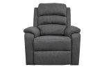 Modern Burlap Fabric Recliner Chair in Dark Gray