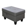 Dark Grey Faux Leather Storage Ottoman