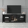 Modern TV Stand with 5 Open Storage Compartments