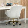 Beige Boucle Fabric Swivel Chair