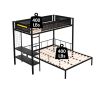 Metal Twin Over Full Bunk Bed with Wood Slats and Textilene Fiber Guard Rails