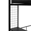 Metal Twin Over Full Bunk Bed with Wood Slats and Textilene Fiber Guard Rails