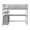 Twin Size Loft Bed with Desk and Shelves
