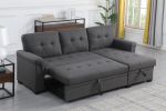 Lucca Dark Gray Linen Reversible Sleeper Sectional Sofa