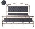 KING SIZE HIGH BOARD METAL BED WITH SOFT HEAD AND TAIL.
