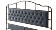 KING SIZE HIGH BOARD METAL BED WITH SOFT HEAD AND TAIL.