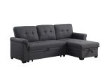 Lucca Dark Gray Linen Reversible Sleeper Sectional Sofa