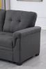 Lucca Dark Gray Linen Reversible Sleeper Sectional Sofa