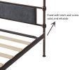 KING SIZE HIGH BOARD METAL BED WITH SOFT HEAD AND TAIL.