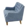 Blue Button-Tufted Accent Chair with Footrest