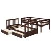 Twin-Over-Twin Bunk Bed with Ladders and Two Storage Drawers (Espresso Finish)