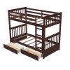 Twin-Over-Twin Bunk Bed with Ladders and Two Storage Drawers (Espresso Finish)