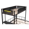 Metal Twin Over Full Bunk Bed with Wood Slats and Textilene Fiber Guard Rails