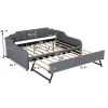 Full Size Upholstery Daybed with Trundle and USB Charging Design
