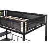 Metal Twin Over Full Bunk Bed with Wood Slats and Textilene Fiber Guard Rails