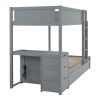 Twin-Over-Twin Bunk Bed with Twin size Trundle, Storage and Desk, Gray