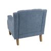Blue Button-Tufted Accent Chair with Footrest