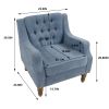 Blue Button-Tufted Accent Chair with Footrest