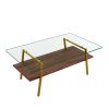 Gold Elegance Rectangle Glass Coffee Table
