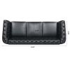 84.65" BLACK PU Rolled Arm Chesterfield Three Seater Sofa