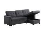 Lucca Dark Gray Linen Reversible Sleeper Sectional Sofa