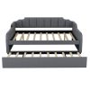 Full Size Upholstery Daybed with Trundle and USB Charging Design