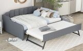 Full Size Upholstery Daybed with Trundle and USB Charging Design