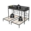 Metal Triple Twin Bunk Bed with Noise-free Wood Slats