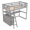 Twin Size Loft Bed with Desk and Shelves