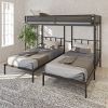 Metal Triple Twin Bunk Bed with Noise-free Wood Slats
