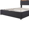 Full Size Upholstered Platform Bed with Storage Headboard, LED, USB Charging, and 2 Drawers
