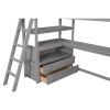 Twin Size Loft Bed with Desk and Shelves