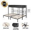 Metal Triple Twin Bunk Bed with Noise-free Wood Slats