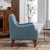 Blue Button-Tufted Accent Chair with Footrest