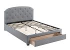 Light Grey Burlap Fabric Full Size Storage Bed